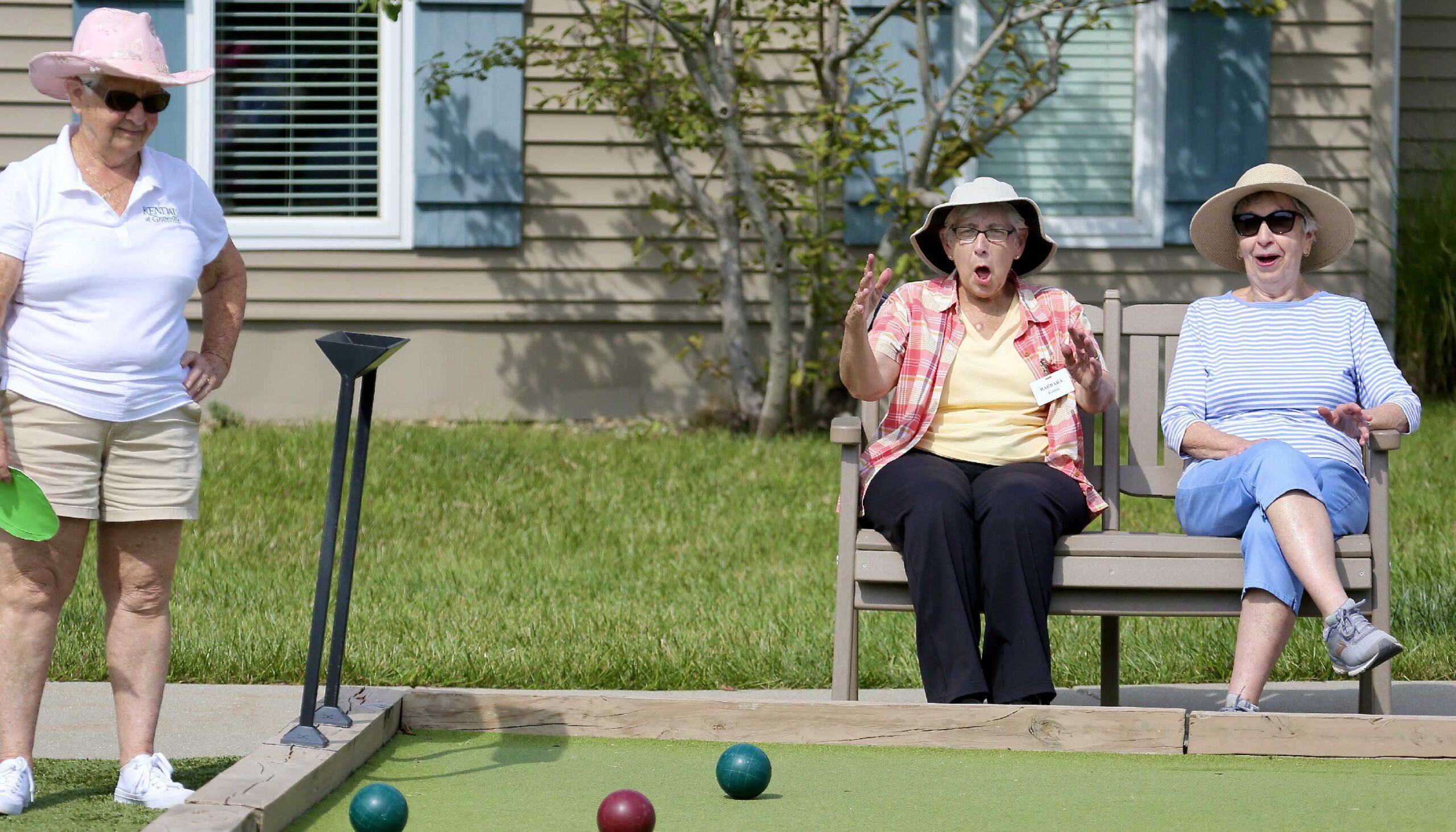 Otterbein residents playing bocce ball