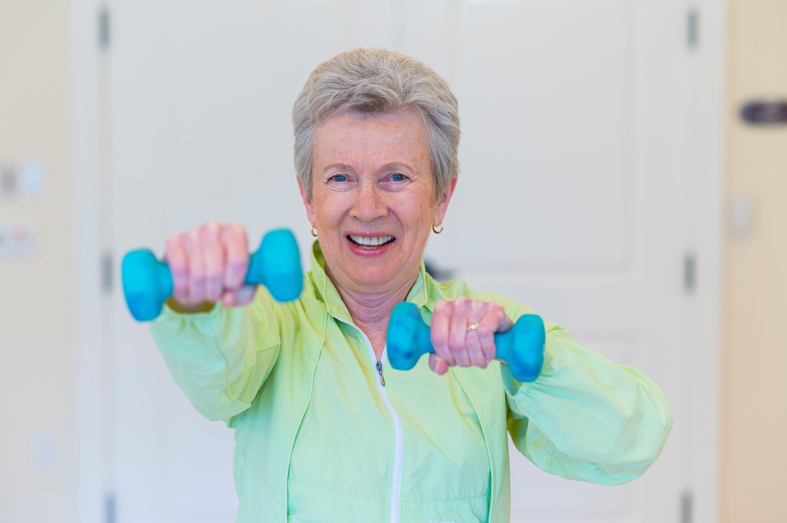 a woman using weights