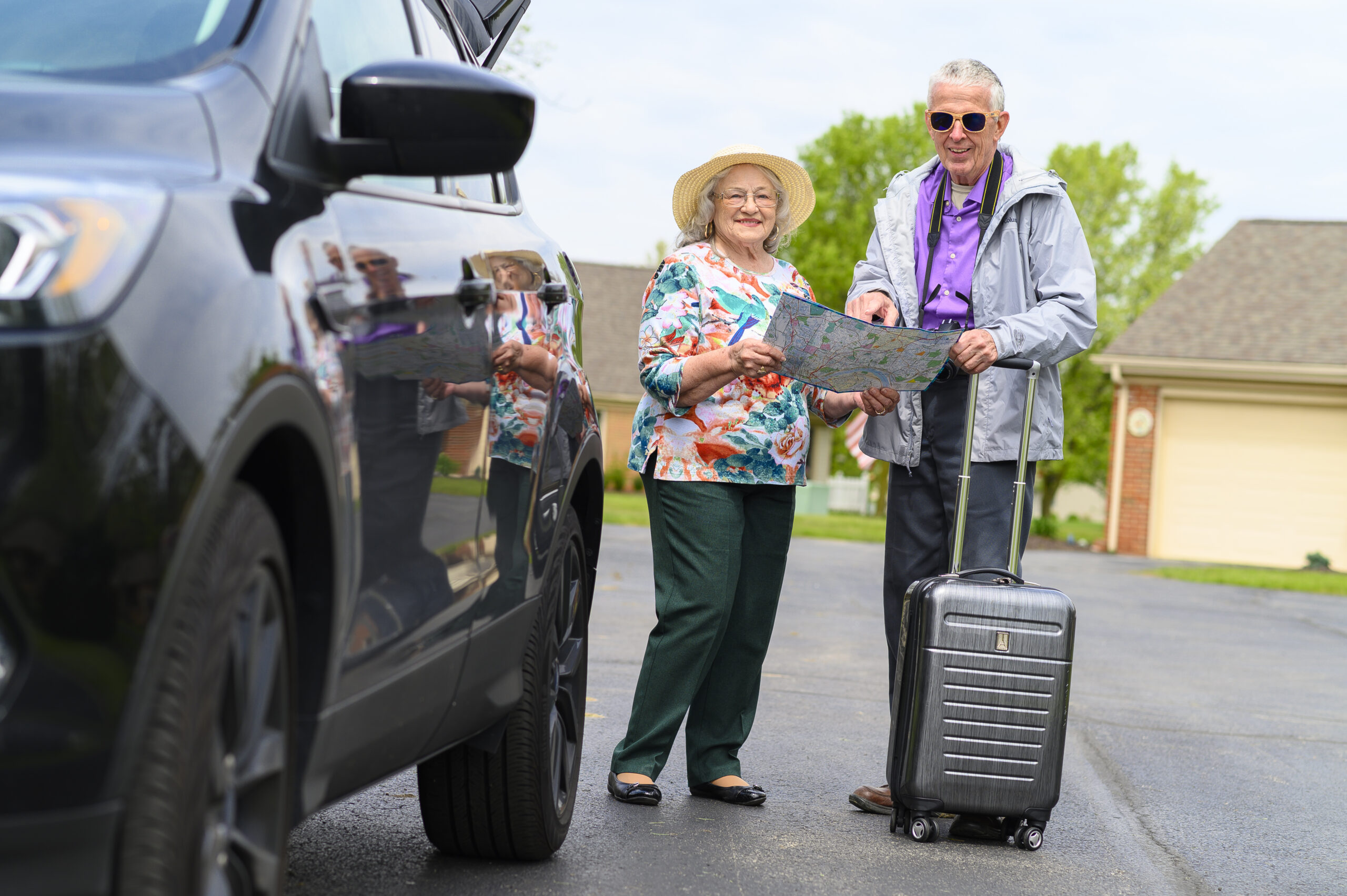 Retired couple planning vacation