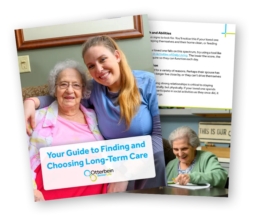 Long-term care guide cover and interior page sneak peek