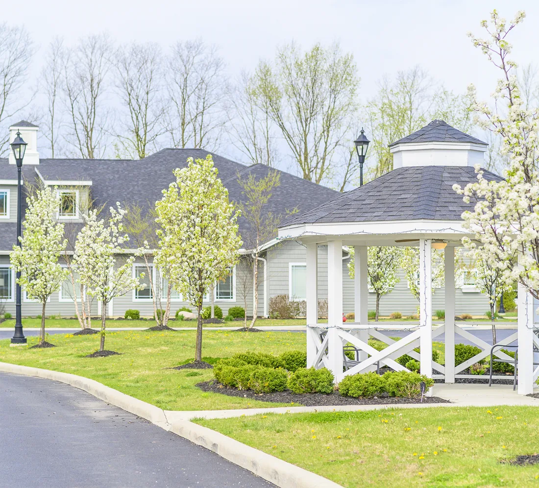 Exterior view of Otterbein small house and gazebo