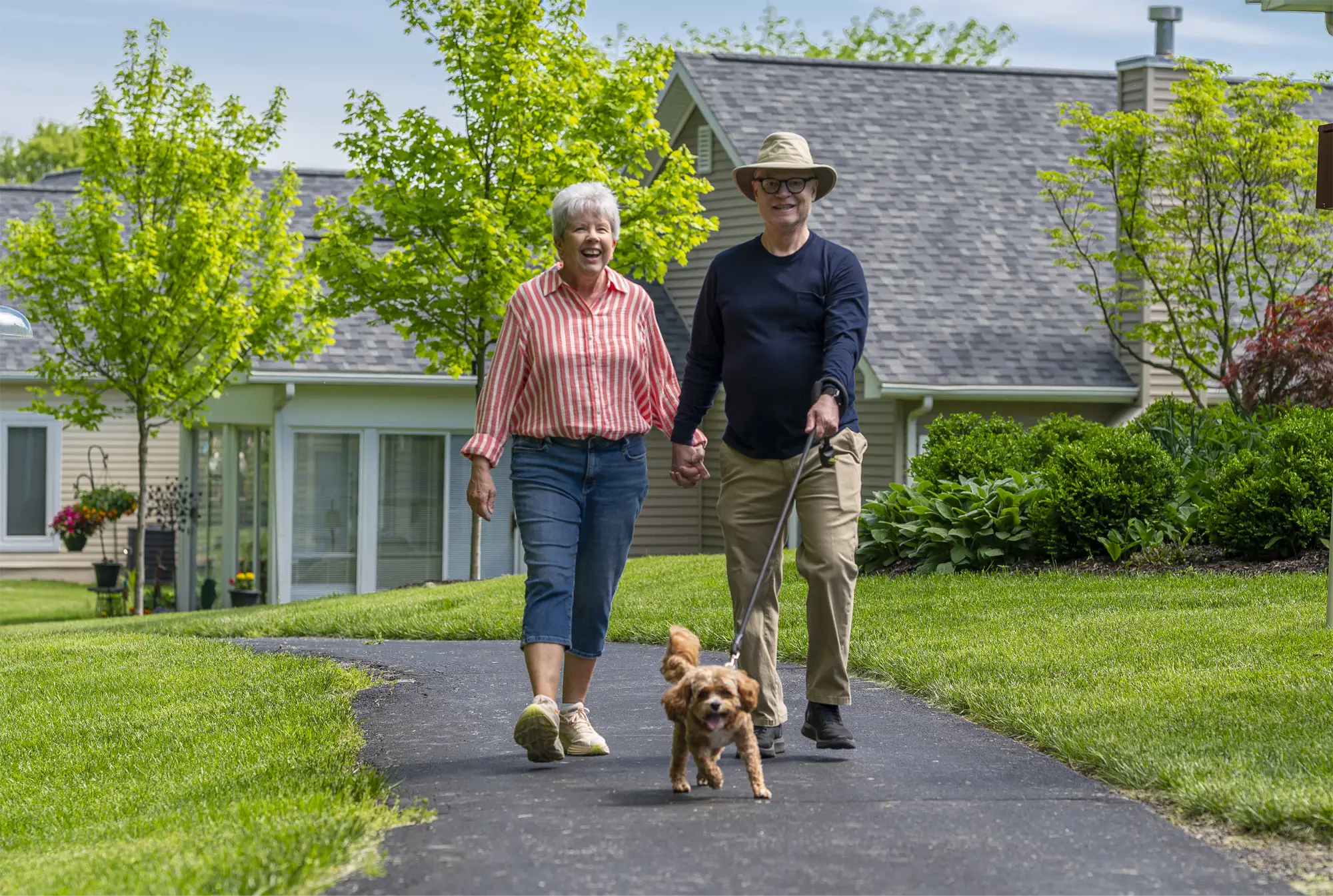 Otterbein residents walking their dog
